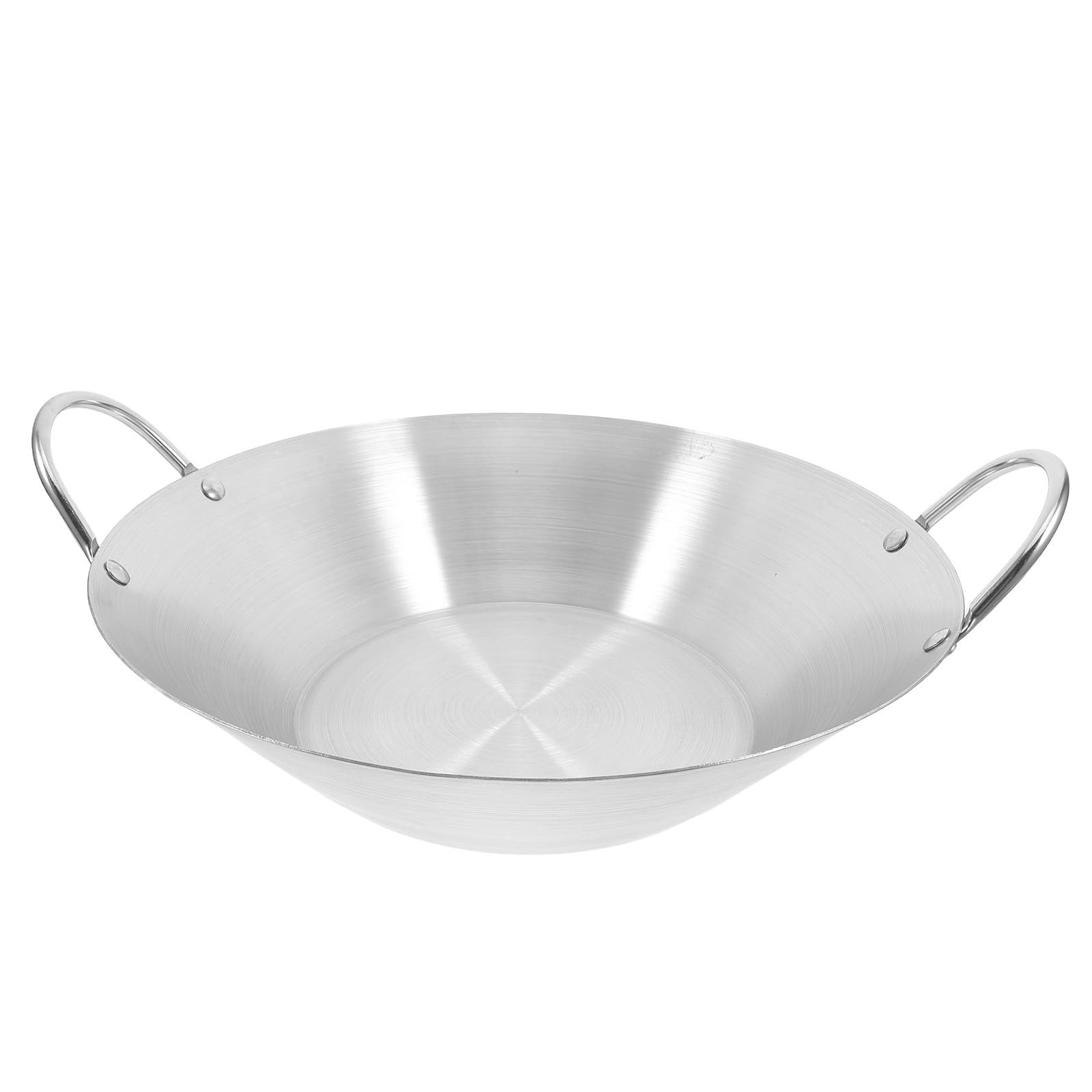 FOMIYES Wok à Griller en Acier Inoxydable à Double Poignées, Fond Plat