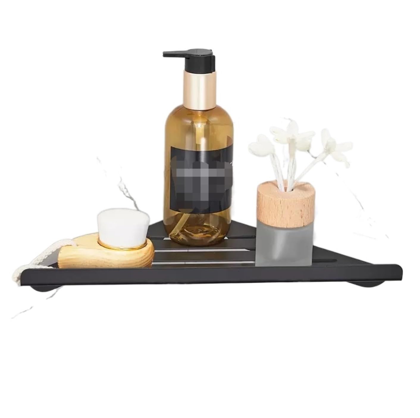 Mensola Doccia Scaffale Portaoggetti per Doccia Ad Angolo Portaoggetti da Bagno Senza Foratura Organizzatore in Acciaio Inossidabile Mensole Bagno (Color : Nero, Size : 1pcs)
