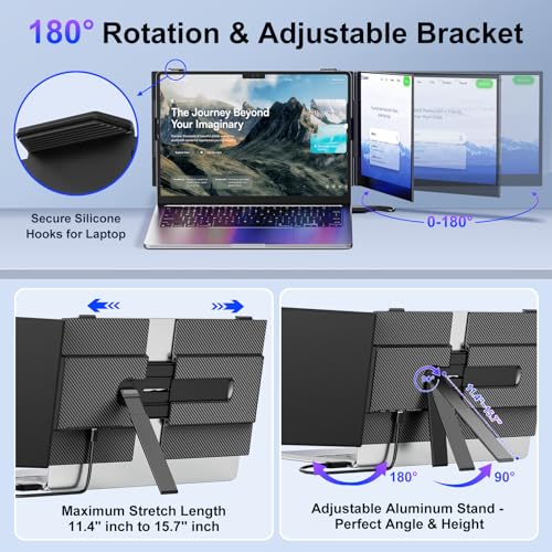 Image of Laptop Screen Extender,14 inch FHD 1080P IPS Portable Monitor for Laptop,Ultra-Thin 0.17 inch & 1.3lbs Lightweight,Plug & Play Dual Screen for 13-17.3 inch Laptops,Compatible with Wins /Mac /Android /Switch /Chrome