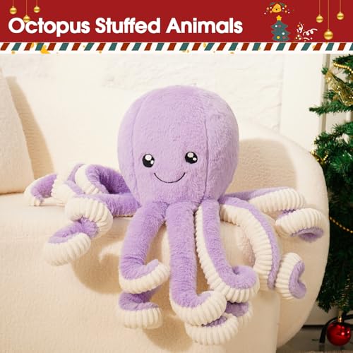Image of DENTRUN Octopus Plush Toy, Cute Stuffed Animal in 5 Colors 4 Sizes for Gift | 7 /16 /24 /32 inch sizes, 5 vibrant colors, soft plush sea animal, giant gift for all ages, birthday /Xmas /Halloween