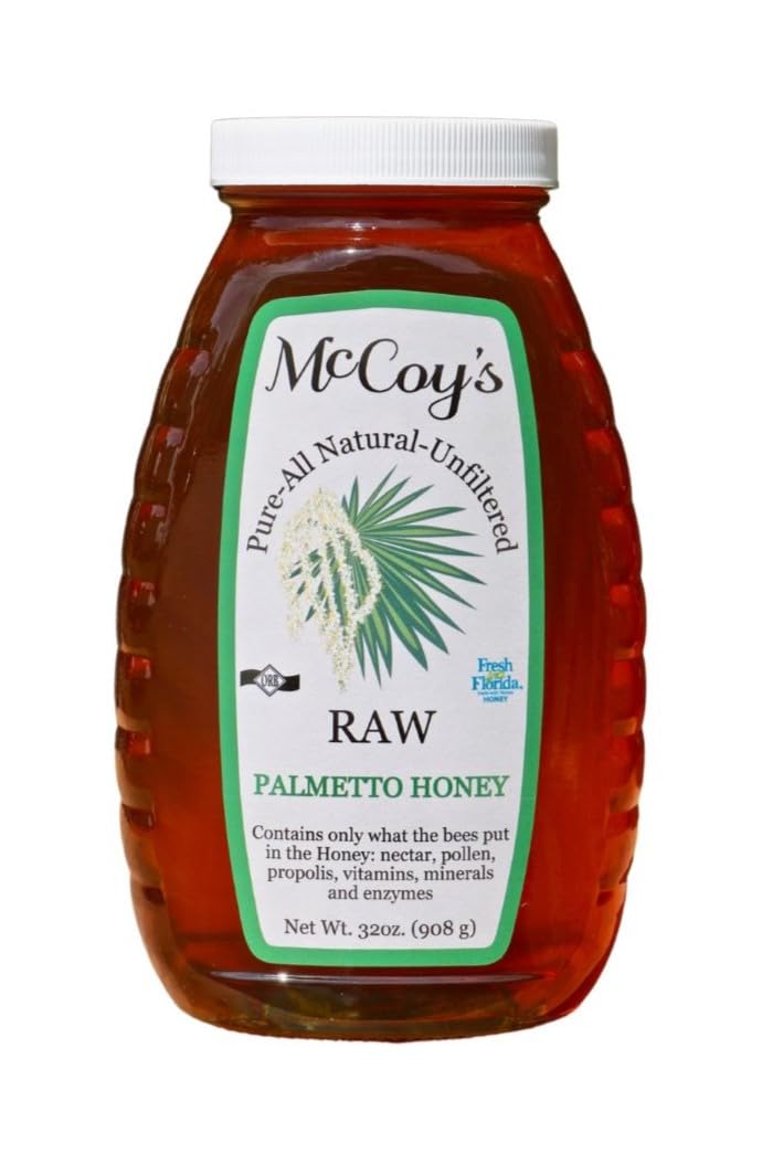 McCoy's Honey - 100% Pure, All-Natural, Raw Honey - Palmetto Honey Jar 32oz