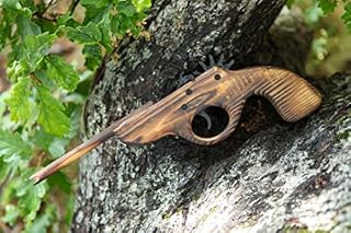 12 Shot Rubber Band Gun Made From Natural Wood - (Large)