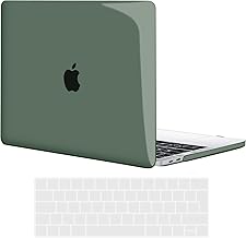 TECOOL Case Compatible with MacBook Pro 15 Inch 2019 2018 2017 2016 (A1990 A1707) with Touch Bar, Slim Plastic Hard Case and Keyboard Protection (EU AZERTY), Crystal Army Green