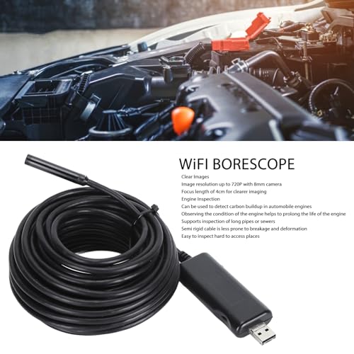 Endoscope, IP67 Borescope Inspection Camera 720P Borescope Camera 8mm with 6 LEDs for Android and iOS Smartphone (2m)