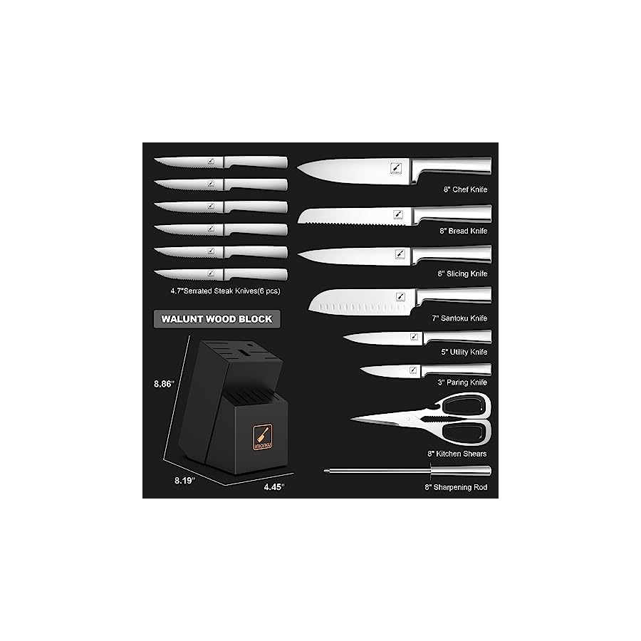 Knife-Set-imarku-15PCS-Kitchen-Knife-Set-Japenese-High-Carbon-Stainless-Steel-Knives-Set-for-Kitchen-Dishwasher-Safe-Ulltra-Sharp-Professional-Chef-Well-Balance-Knife-Block-Set-Black imarku Knife Set - 15PCS Kitchen Knife Set Japanese High Carbon Stainless Steel Knives Set for Kitchen, Dishwasher Safe Chef Well Balance Knife Block Set, Best Christmas Gifts for Women Men, Black