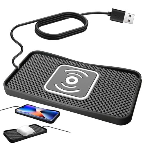 Chargeur Induction Voiture sans Fil 15W Rapide, Tapis Antidérapant Tableau de Bord pour Téléphone, Support Chargeur Voiture Induction Compatible avec iPhone 14/13/12, Samsung S22/S21