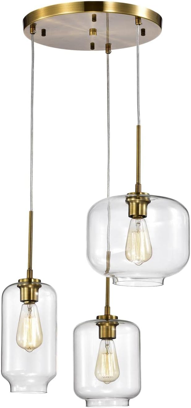 Best Review Warehouse of Tiffany IMP07 Ole Satin Gold 3-Light Metal Glass Chandelier, 17.13 L x 17.13 W x 76 H