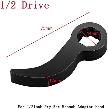 Eawfgtuw Pry Bar Wrench Adapter Set 1/2 and 3/8 Drive Crowbar Adapter Head for Half Shaft Removal Car Repairing Tools Metal Black 14mm 2 Pieces