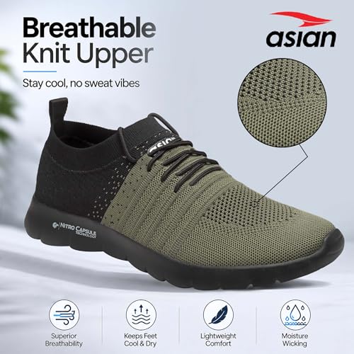Image of ASIAN Storm-02 Men's Walking Shoes with Stretch-Knit Fit, Nitro Capsule Cushioning & Flexible Lightweight Sole