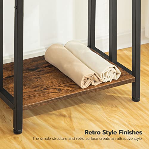 HOOBRO Free Standing Towel Rack, 3 Tier Blanket Rack, Blanket Holder for Bathroom, 16.9" L x 11" W x 31.9" H, Industrial Metal Drying and Display Rack with Shelf, Rustic Brown and Black BF03LB01 by HOOBRO - Image 7