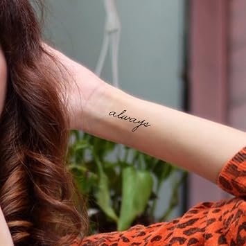 Small Cute Temporary Tattoo Words Quote Always Arm (Set of 2)