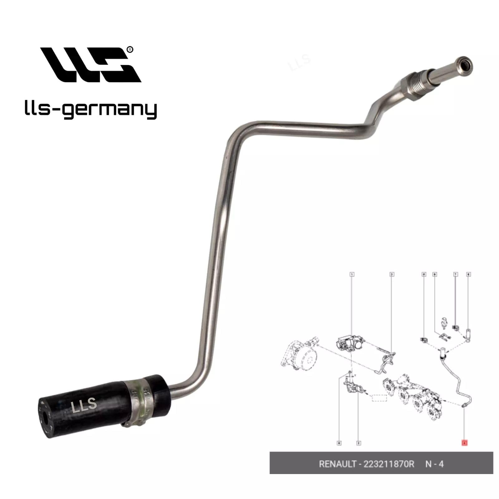 LLS-GERMANY Cable de presión diferencial compatible con Captur I, Clio IV, Duster, Fluence, Kadjar, Kangoo, Symbol, Thalia III, Talisman, 1.5 dCi, 223211870R, 223216385R, 6071420104,