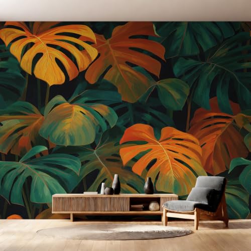 Fresque Murale Intissé Salon Motif Feuillage Vert 300x210 - 2