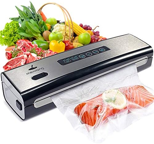 Vacuum Sealer Machine, meidong Food Vacuum Sealer Machine Built in Air Sealing System, Automatic For Food Preservation Storage With Dry & Moist Modes, LED Indicator, Easy to Clean, Compact Design