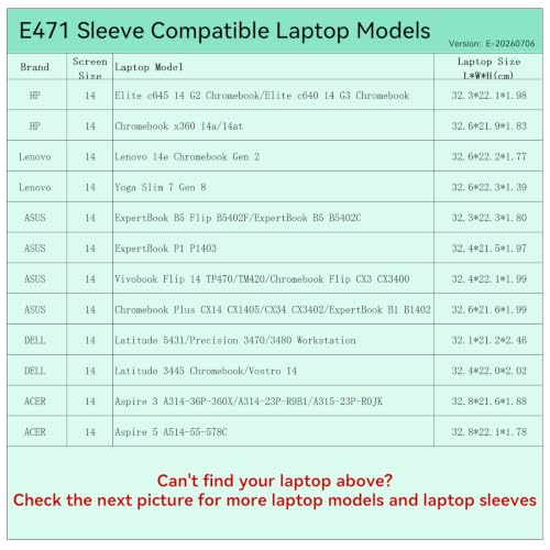 Image of Smatree Elite Laptop Sleeve for 14 inch HP Elite /Chromebook, Lenovo Chromebook /Yoga, ASUS ExpertBook /Vivobook /Chromebook Plus, DELL Latitude /Precision, Acer, Protective Laptop Case with Pocket(E471)
