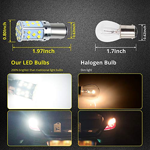 BOODLIED 17.6Watts 9-30V Super Bright 1157 BAY15D 2357 2057 LED Bulbs 3030 35SMD Chips 2800LM For Car RV Reverse Lights Turn Signal Light,Whie(2-Pack).