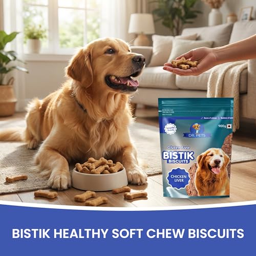 Image of Dr.Pets Bistik Dog Food Treat - Dog Biscuits for Adult Dog & Puppy, Gluten Free Healthy Treats with Fresh & Natural Ingredients, Chicken Liver Flavor 900g Pack of 1