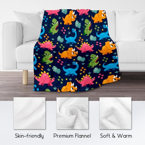 Dinosaur Blanket for Boys - Colorful Soft Fuzzy Throw Gifts - 30x40 Inches Cute Blankets for Couch & Office