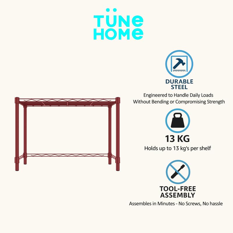 Image of 1-Shelve Heavy Duty Steel Storage Rack | Multipurpose Shelving Unit for Kitchen, Home & Utility