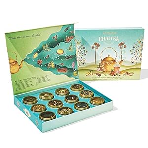 VAHDAM, Chai Thee Assortiment- 12 Tin Theedoos Set met Bekroonde Thee in Luxe Geschenkdoos | 100% Natuurlijke…