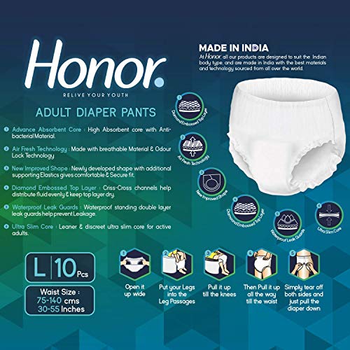 Diaper Pants, Large - 10 Count (75-140 Cms |30-55 inches)