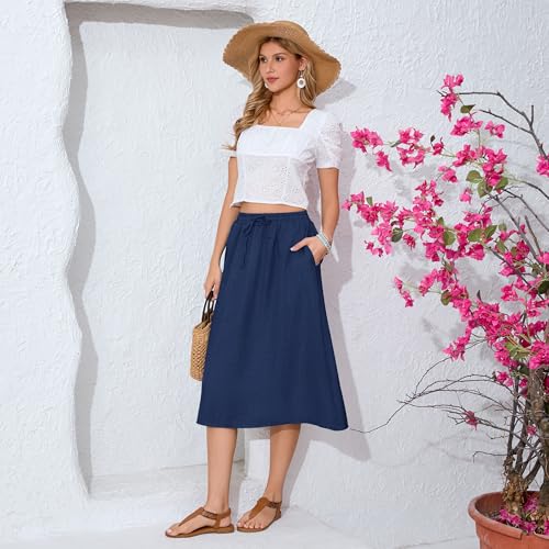 Image of Witsmile Women's Summer Pleated High Waisted Casual Flowy Skirt Pockets