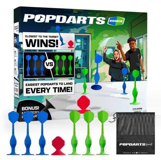 Popdarts Game Rookie Pack – Beginner-Friendly Suction Cup Dart Game for Kids, Families, and New Players | Indoor & Outdoor Target Toss Game | Fast Setup, Durable, Simple Rules, and Fun for All Ages!