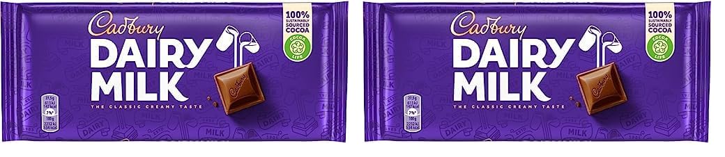 Cadbury Dairy Milk Chocolate Bar 110g (Pack of 2)