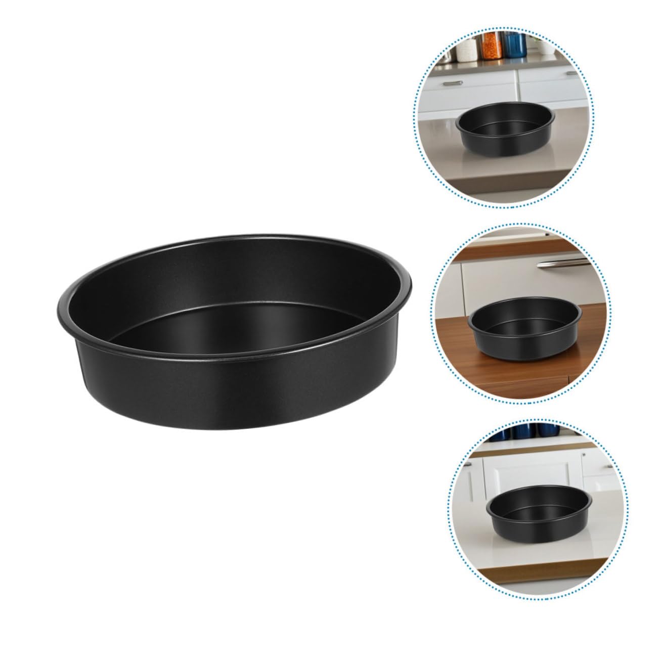 ULTECHNOVO Lot de 3 Moules à Gâteau Ronds Antiadhésifs, Acier au Carbone, Fond Fixe, pour Four et Mousse, Noir