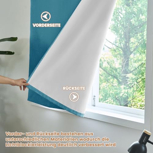 Einfache Installation Selbstklebender Verdunkelungsvorhang, 100% Lichtundurchlässig, Temporärer Hitzeschutz Fenster, Tragbarer Vorhang Für Schlafzimmer Und Campingwagen(Steinblau-H152 x B87 cm)1er