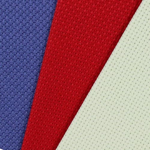 Image of KCS 3 pc of 12 inch x 18 inch (30cmx45cm) 14CT Counted Cotton Aida Cloth Cross Stitch Fabric (Red+Light Green+Jeans Blue)