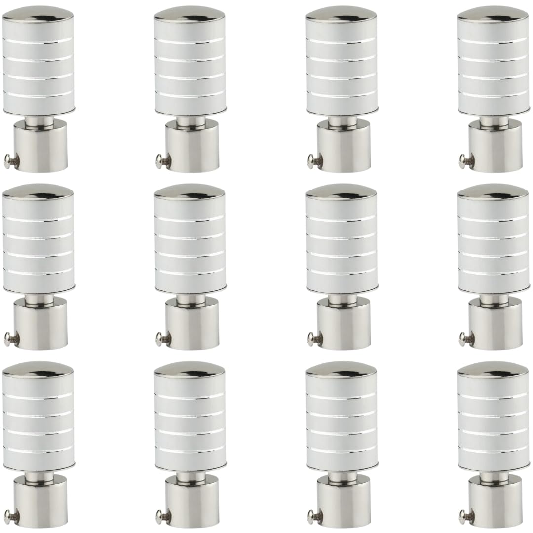 SPOTBIA® Stainless Steel Curtain Bracket Rod Pocket Finials Designer Door and Window Rod Support Fittings, Curtain Rod Holder (Pack of 12, Silver)-image-4