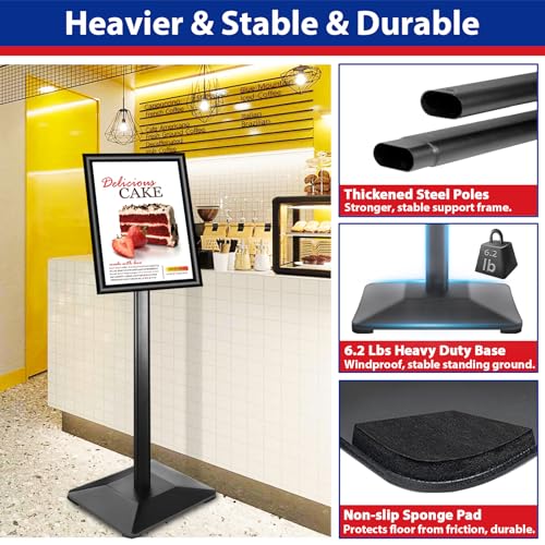 Soporte para letreros de pedestal regulable expositor de carteles de suelo resistente pack de 3 4