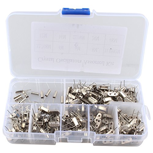 HALJIA 200pcs 10 Valor 32.768 kHz ~ 48 mhz DIY cristal de cuarzo Oscilador Assorted Kit Set Surtido con caja de plástico