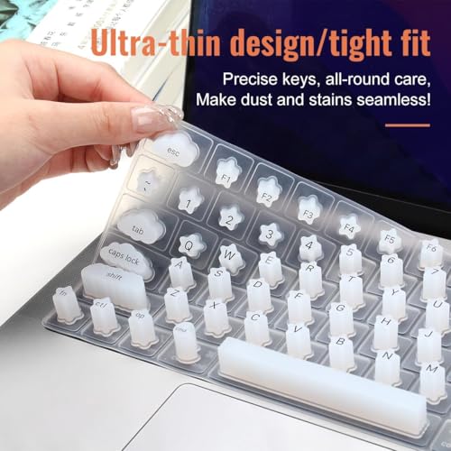 Image of RAYA Premium Keyboard Protector for 2021-2024 Release MacBook Air 13.6 inch [A3113 A2681 M2 /M3] & MacBook Air 15.3 inch [A3114 A2941 M2 /M3] Keyboard Skin Cover (Nail Art Transparent)