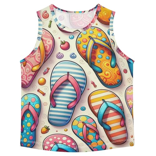susiyo Summer Pattern Flip Flops Boys Sleeveless Tank Top Girls Athletic T Shirt