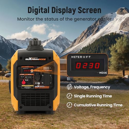 maXpeedingrods 2000W Portable Inverter Generator Petrol Silent, Digital Display, Compact and Lightweight for Camping, RV Travel,Home 3 maXpeedingrods 2000W Portable Inverter Generator Petrol Silent, Digital Display, Compact and Lightweight for Camping, RV Travel,Home - Image 3