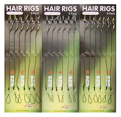 JSHANMEI 18pcs Carp Fishing Hair Rigs Handmade Leader Coated Braid line Carp Hook