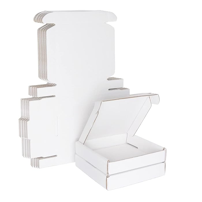 Buy White Corrugated Cardboard Shipping Boxes, 100x100x20mm (4"x4"x0.8