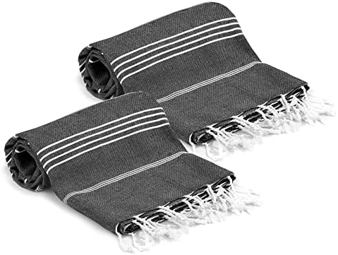 Large Turkish Peshtemal Bath Beach Towels Hammam Towels for Sauna, Spa, Yoga, Picnic and Beach  100 x 180 cm - 39 x 71 inches (Light Grey, 1)