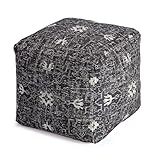 Anji Mountain 100% Handmade & Handcrafted Comfortable Home Décor Pouf Ottoman Footrest for Living Room, Bedroom, Nursery, Kidsroom, Patio Furniture - (20' x 20' x 20'- Black,White)