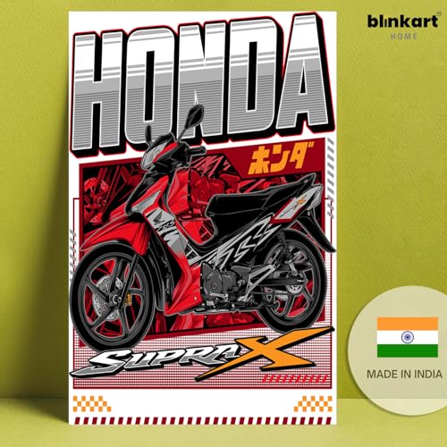Image of BLINKART Honda Supra X 125Car Posters Sticker Gift Items for Boys Room Wall Decor || Comes with Double-Sided Tape|| Decoration Bedroom Living Room Office Studio Decor | 12x18 In (A3) - CAR-280