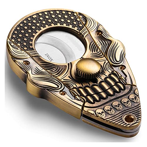 EZGA Coupe-Cigare Motif de crâne sculpté - Système de Verrouillage à 2 Lames en Acier Inoxydable - Pochette élégante et boîte Cadeau incluses Cadeau d'anniversaire pour Homme (颜色分类 : D, Size : Type)