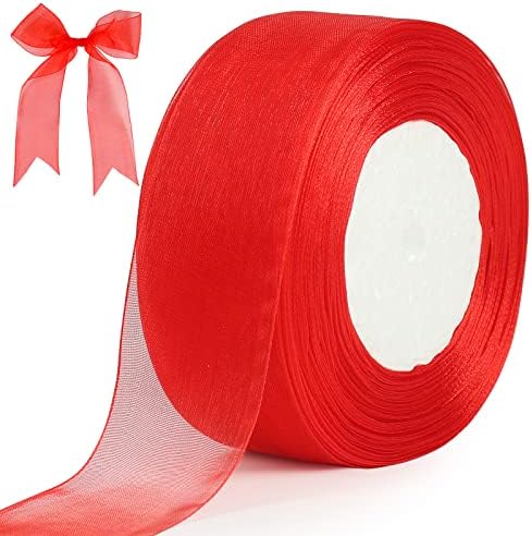 tenn well Red Satin Ribbon 50mm, 22 Meters Smooth Fabric Satin Ribbon ...