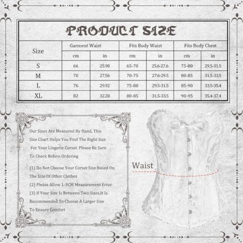 AUYAO Corset Femme, Broderie/Couleur Unie Corset Bustier sous la Poitrine, Bustier de Dentelle Femme, Sexy Corset Steampunk Gothique Top, Robe Corset Blanc pour Jeu de Rôle Dress up Robe de Bal – vue 2
