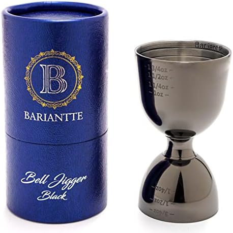 BARIANTTE Black Bell Jigger for Bartending, Premium Cocktail Jigger 2 oz 1 oz, Shot Measure Jigger, Durable Double Jigger with Measurements Inside - Cocktail Measuring Cup, Mirror Finish Bar Jigger