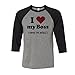 I Love My Boss Three-Quarter Raglan Sleeve Baseball Shirt Unisex 2X-Large Grey/Black