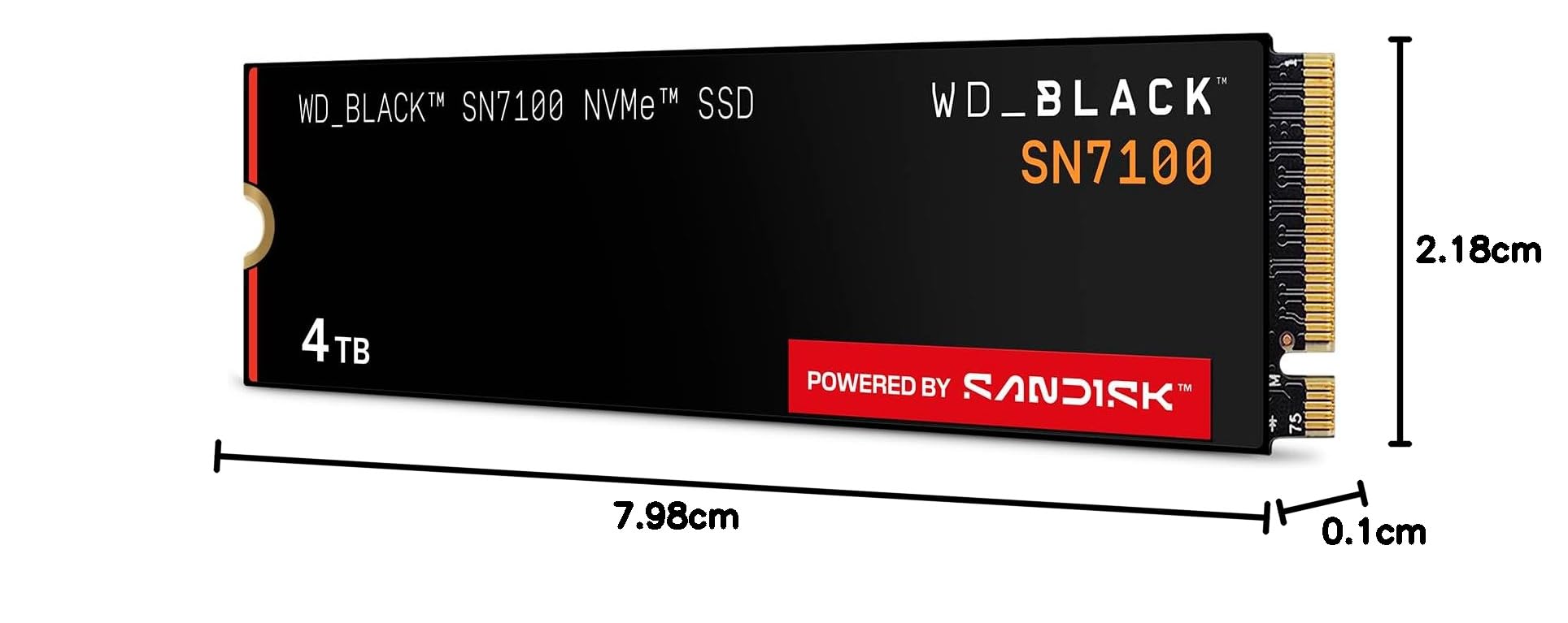 WD_BLACK SN7100 4TB NVMe SSD M.2 2280 (prędkości odczytu do 7000 MB/s, prędkości zapisu do 6700 MB/s, Next Gen TLC 3D NAND, DASHBOARD, do 2400 TBW) POWERED BY SANDISK