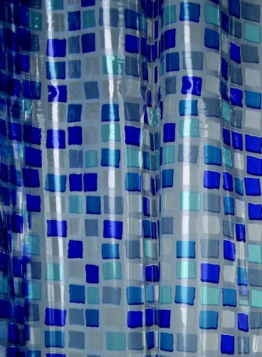 Preisvergleich Produktbild Blue Canyon Duschvorhang aus PVC, Mosaikdesign, Blau