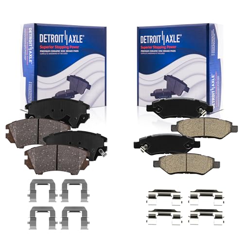 Image of Detroit Axle - 3.6L Brake Pads for 2010-2015 Chevrolet Camaro, 4 Front and Rear Ceramic Brake Pads 2011 2012 2013 2014 Replacement